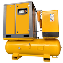 Load image into Gallery viewer, 10HP 7.5KW All-in-One Fixed Frequency Rotary Screw Air Compressor 40CFM@150PSI/230V/60Hz/3-Phase with 80 Gallons Tank and Refrigerated Air Dryer, Stationary Industrial Air Compressor