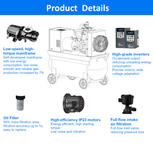 Load image into Gallery viewer, 10HP/7.5kw Variable Speed Frequency Rotary Screw Air Compressor with 30 Gal Tank and Casters, 230V/60hz/single Phase/39CFM@120PSI Two in One Movable Air Compressor