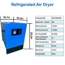 Load image into Gallery viewer, Refrigerated Air Dryer for 7.5HP & 10 HP Air Compressor 35 CFM 600W Compressed AIR Systems