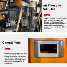 将图片加载到图库查看器,20HP 15KW Variable Speed Frequency Rotary Screw Air Compressor Single-Stage 81CFM@120PSI/230V/60Hz, Stationary Industrial Air Compressor