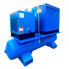 Load image into Gallery viewer, 10HP 7.5KW All-in-One Fixed Frequency Rotary Screw Air Compressor 40CFM@150PSI/230V/60Hz/3-Phase with 80 Gallons Tank and Refrigerated Air Dryer, Stationary Industrial Air Compressor
