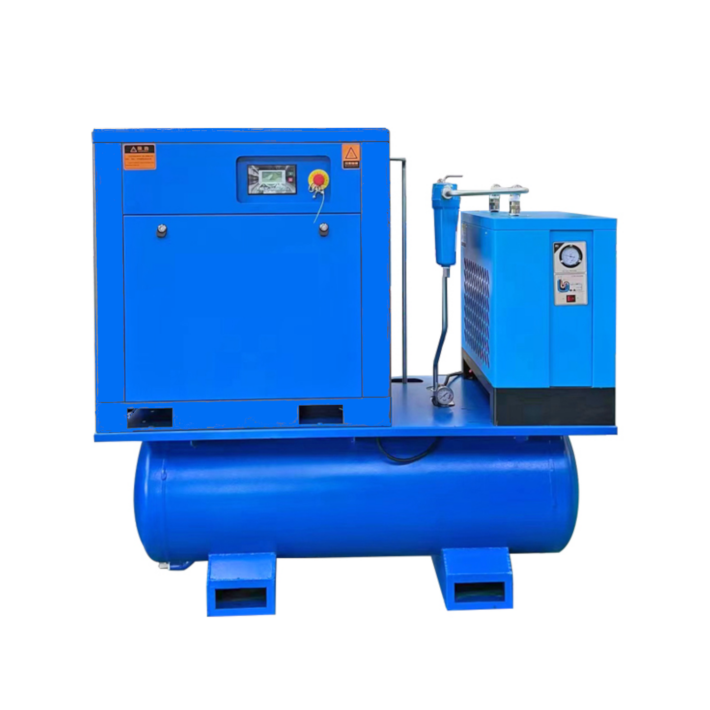 10HP 7.5KW All-in-One Fixed Frequency Rotary Screw Air Compressor 40CFM@150PSI/230V/60Hz/3-Phase with 80 Gallons Tank and Refrigerated Air Dryer, Stationary Industrial Air Compressor