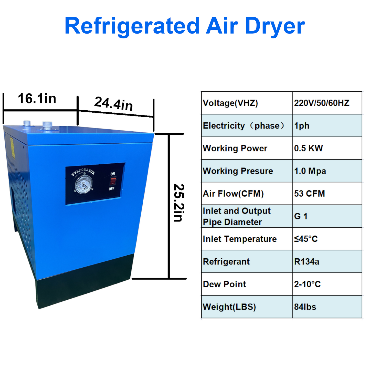 Refrigerated Air Dryer for 7.5HP & 10 HP Air Compressor 35 CFM 600W Compressed AIR Systems